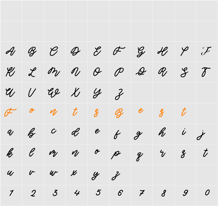 Amertano Character Map