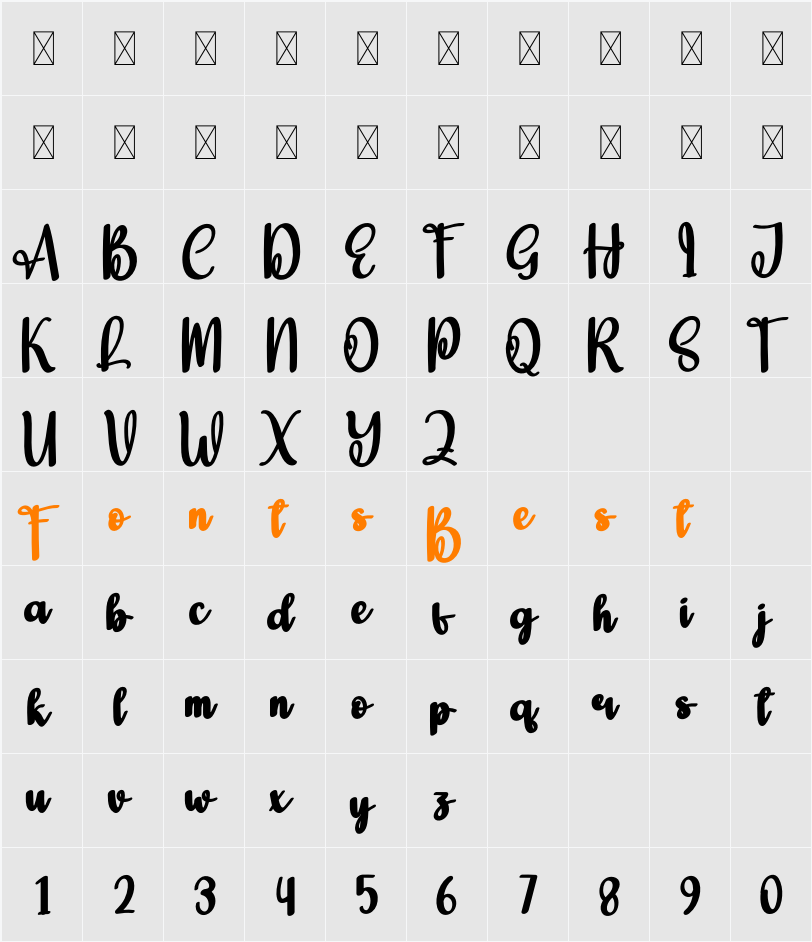 Kindery Character Map