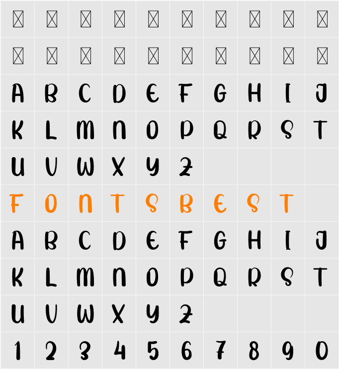 Adorabel Character Map