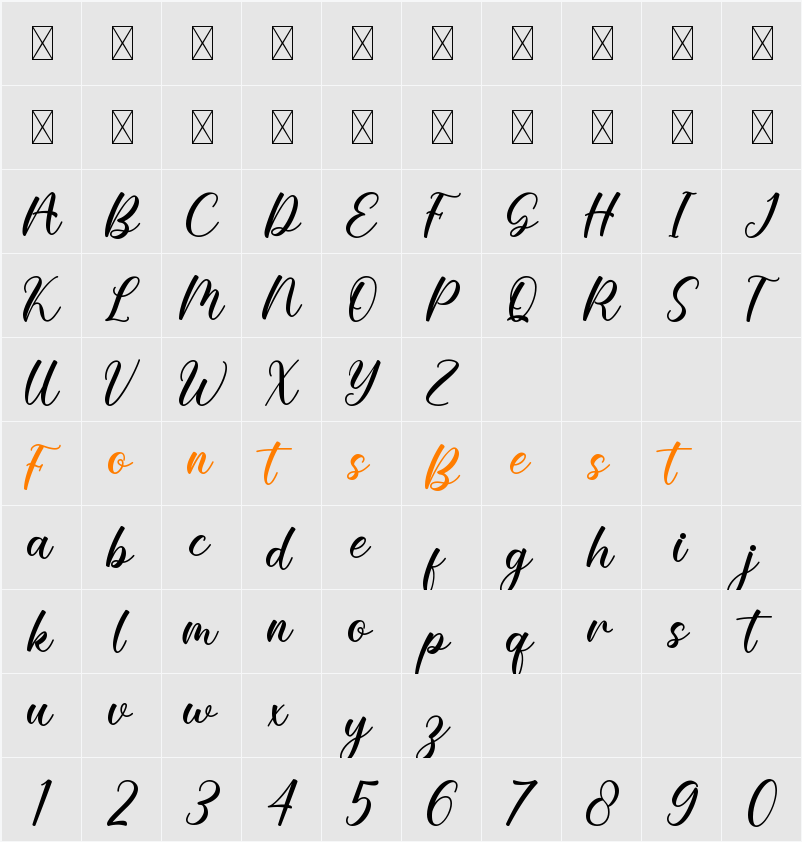 Bellena Character Map