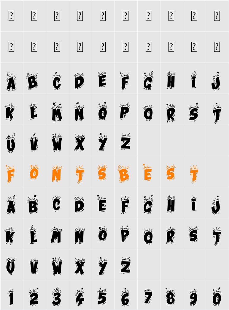 Bing Bam Boum Character Map