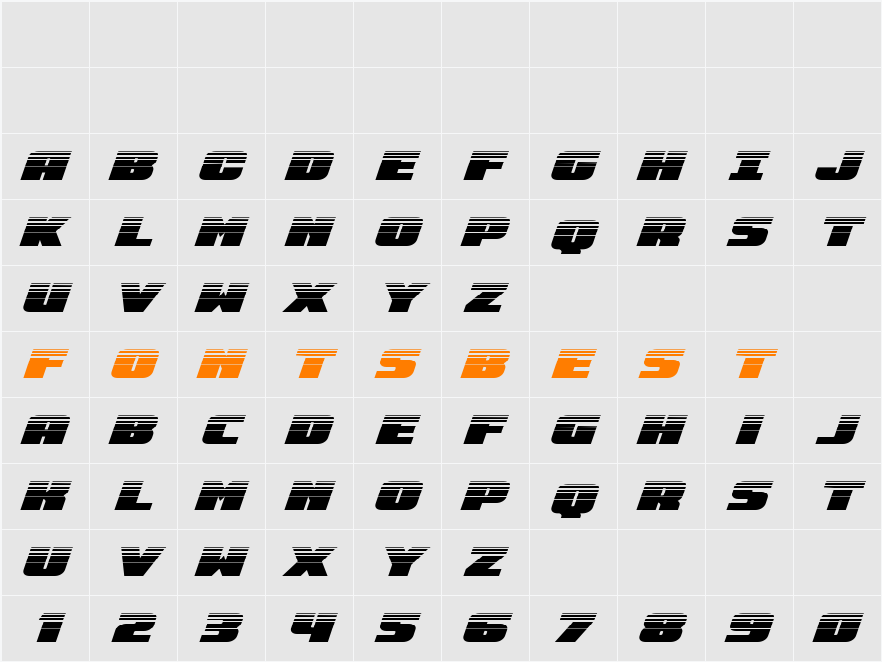 Rapid Response Halftone Italic Character Map
