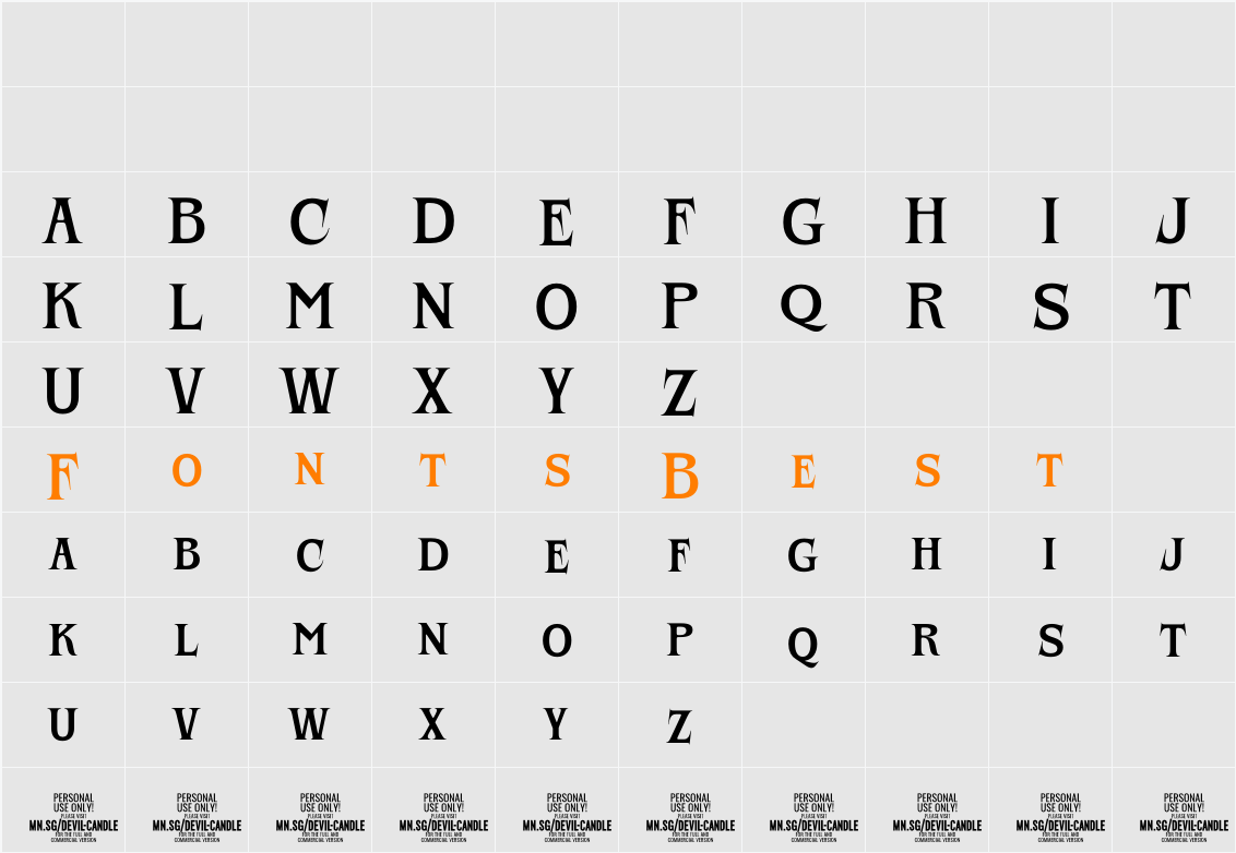 Devil Candle PERSONAL USE Character Map