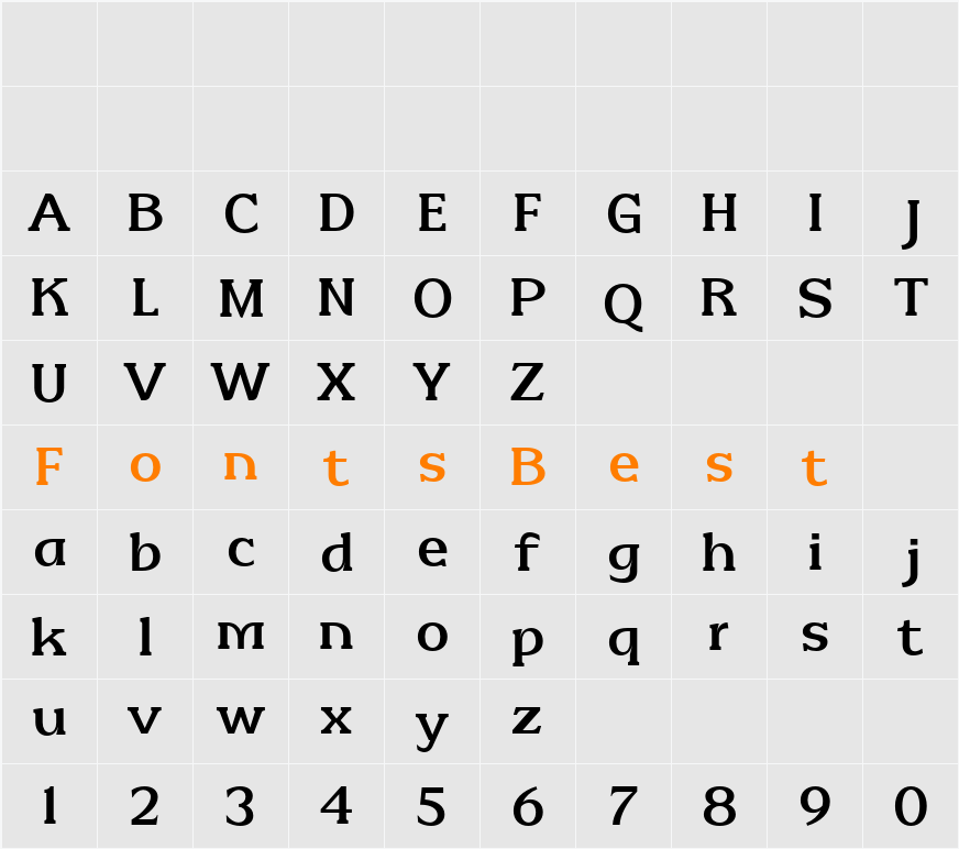 Patihan Slab Medium Character Map