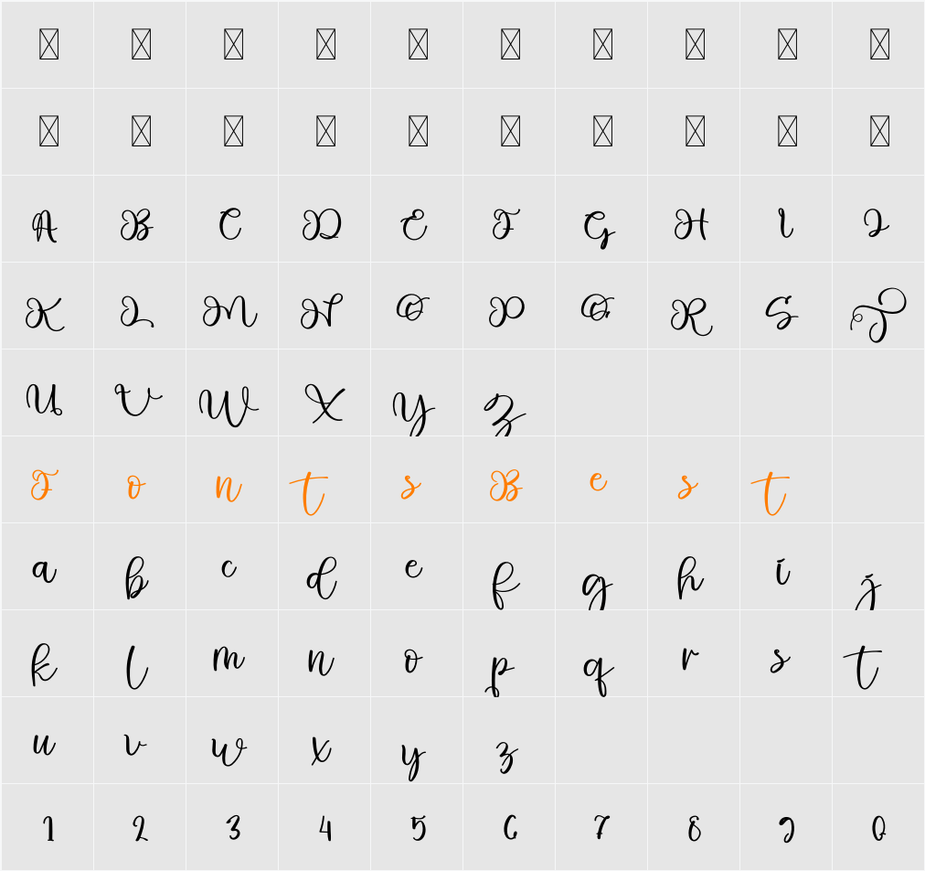 Ontime Character Map