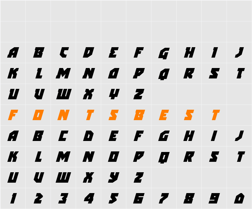 Arctic Guardian Super-Italic Character Map