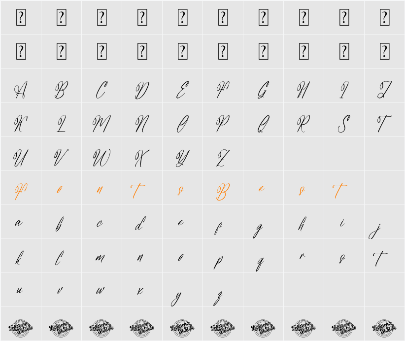 Rustic Astera DEMO VERSION Character Map