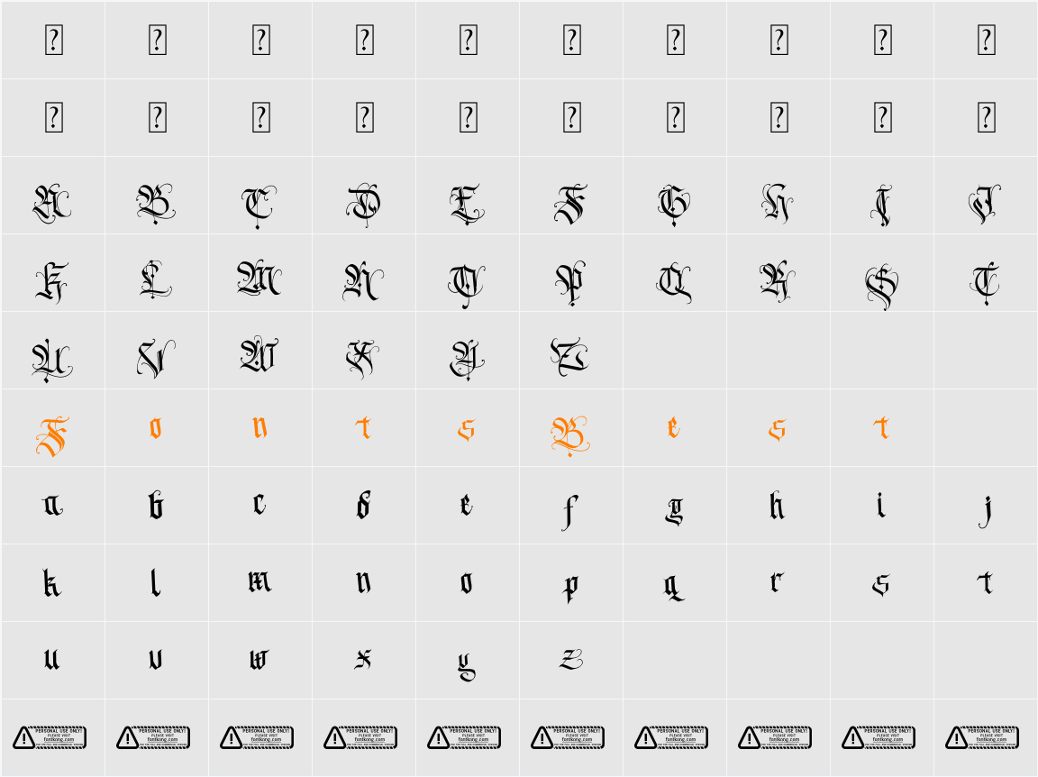 Blackhorse Character Map