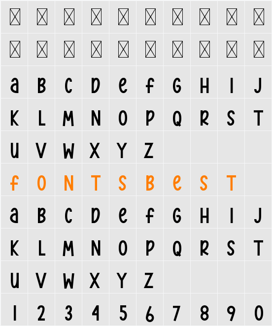 Candy Honey Sans Character Map