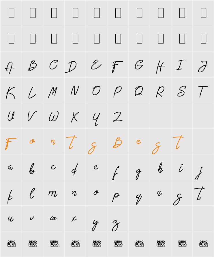 Ladia DEMO Character Map