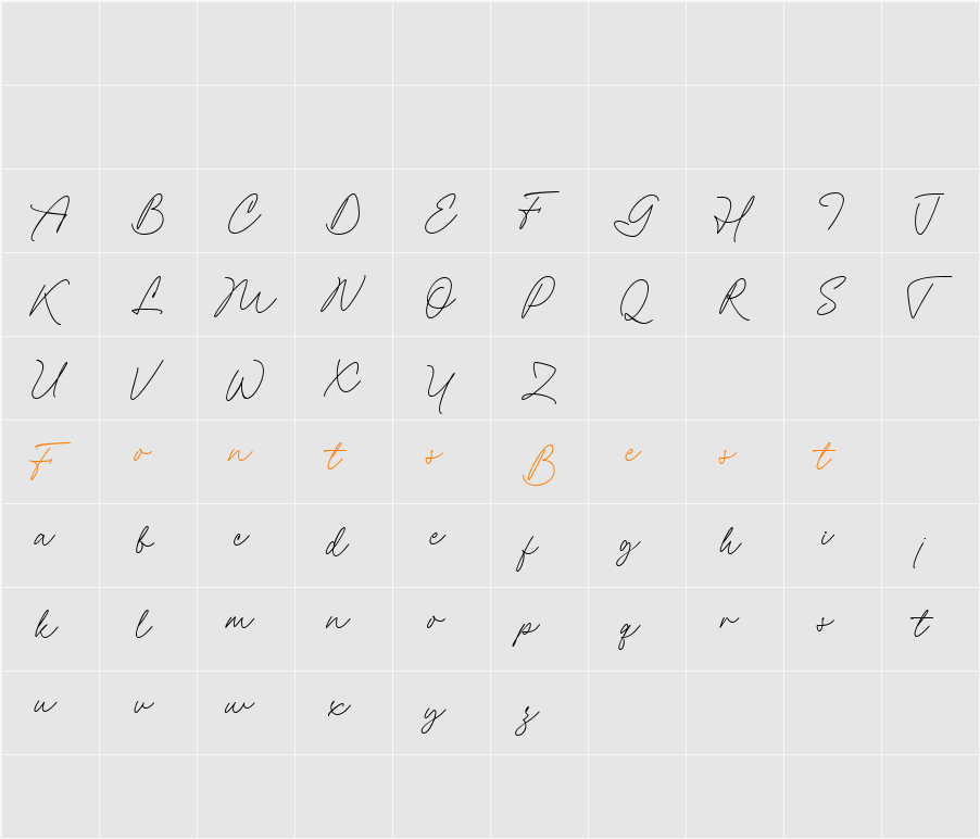 Modisframe Script Character Map