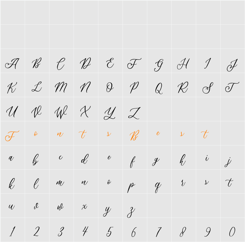 Athalia Script Demo Character Map