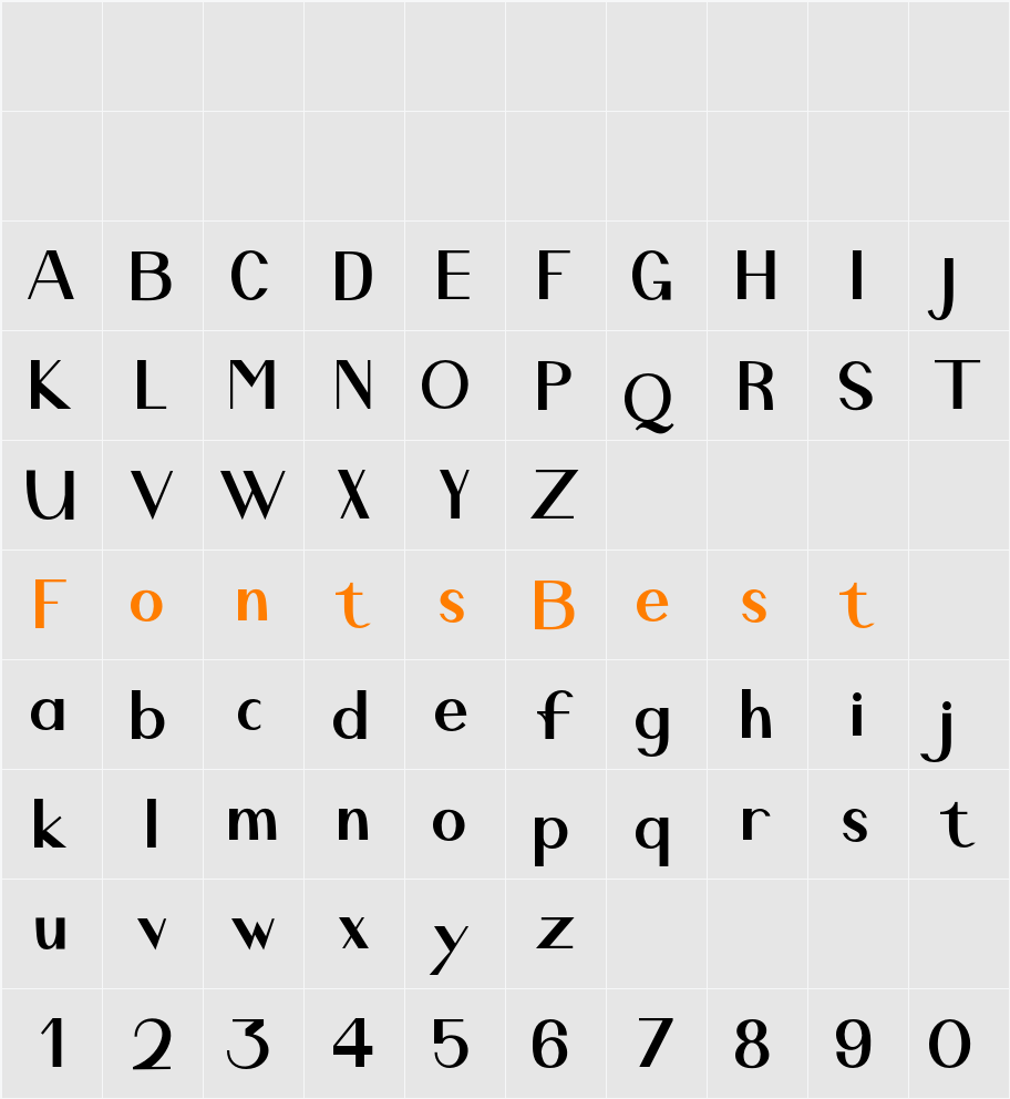 Justin Brown Sans Character Map
