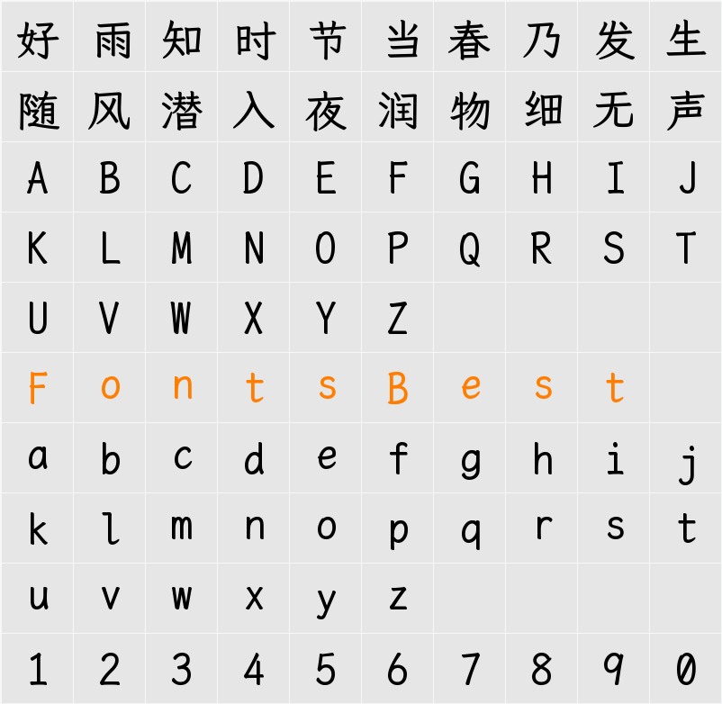 霞鶩文楷等寬 TC Character Map