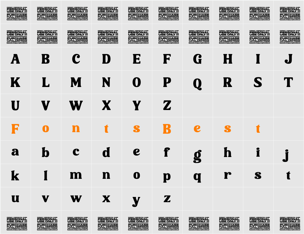 Mahoda Display Character Map