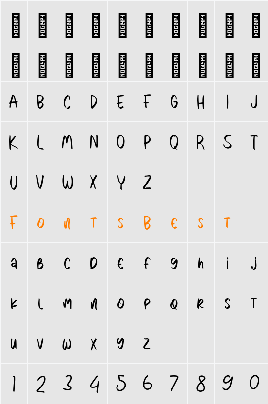 Bonali Personal Use Character Map