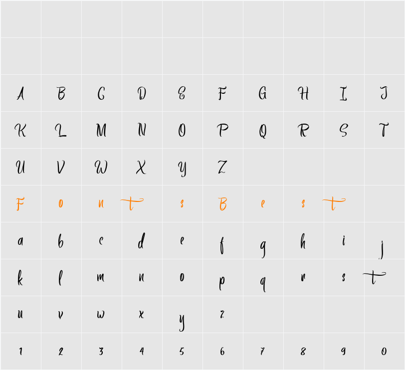 Artics Snow Free Personal Use Character Map