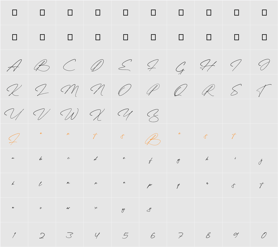 Quenttine Signature Character Map