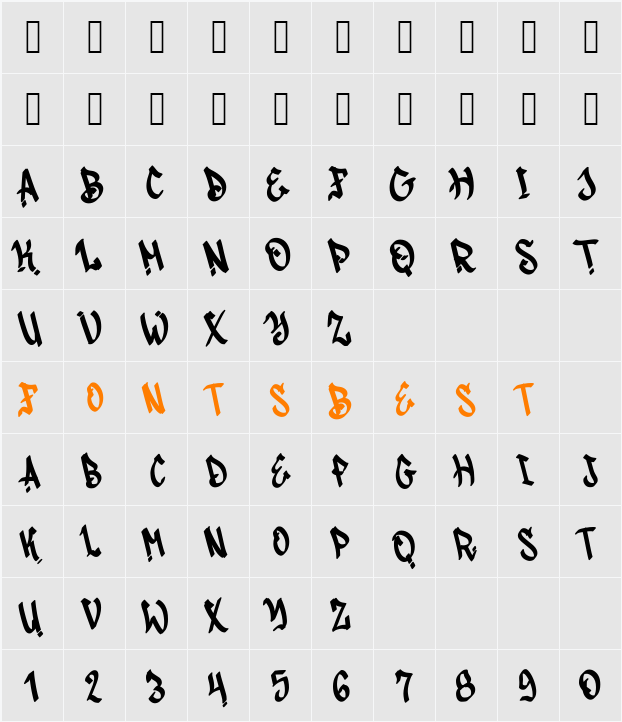 Shock Graffiti Character Map