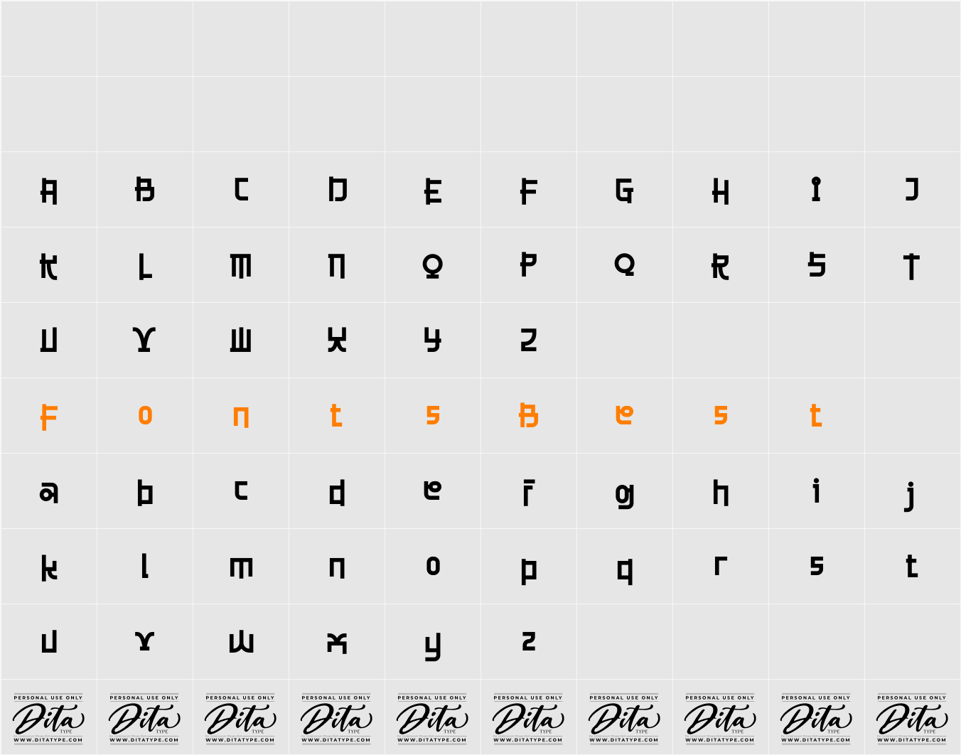 Busan Garden Personal Use Character Map