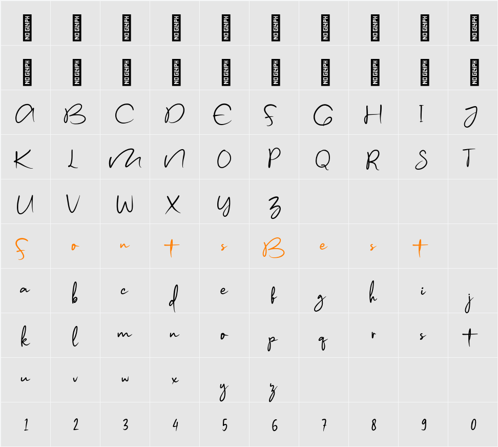 Modien demo Character Map