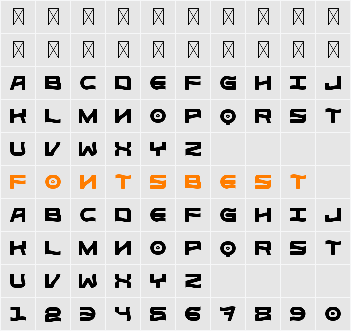 Bold Brick Four Character Map
