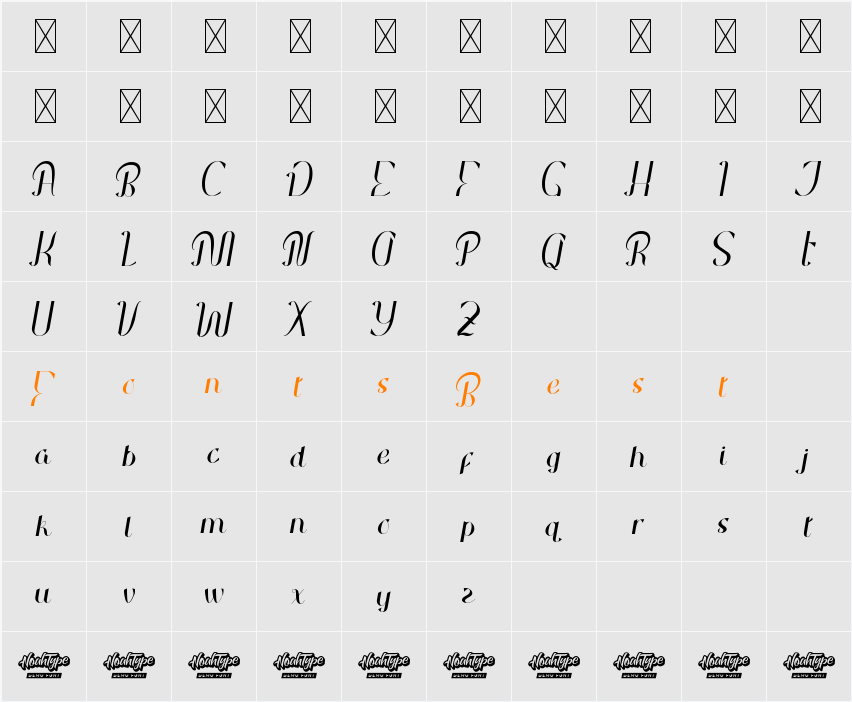ParadisePlumsDemo Character Map