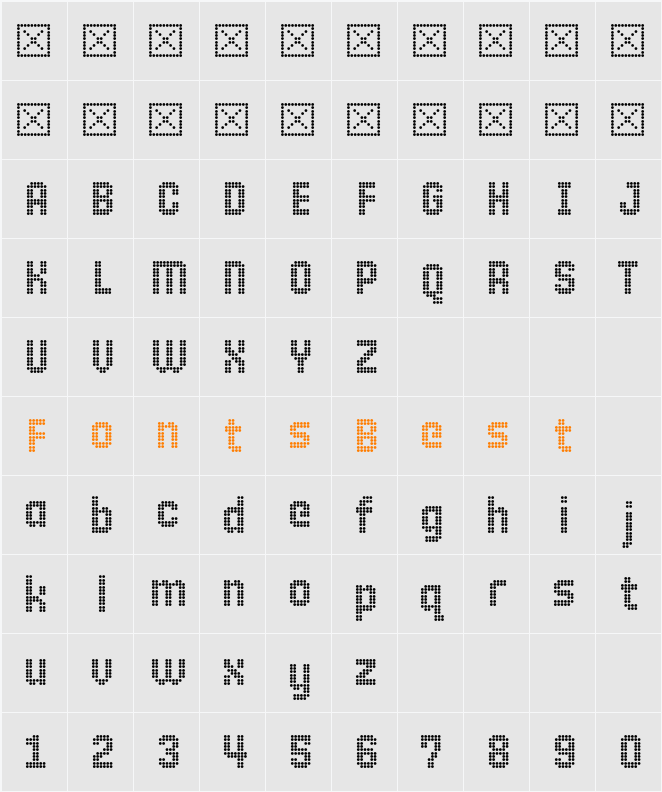 10 Pixel Bold Character Map