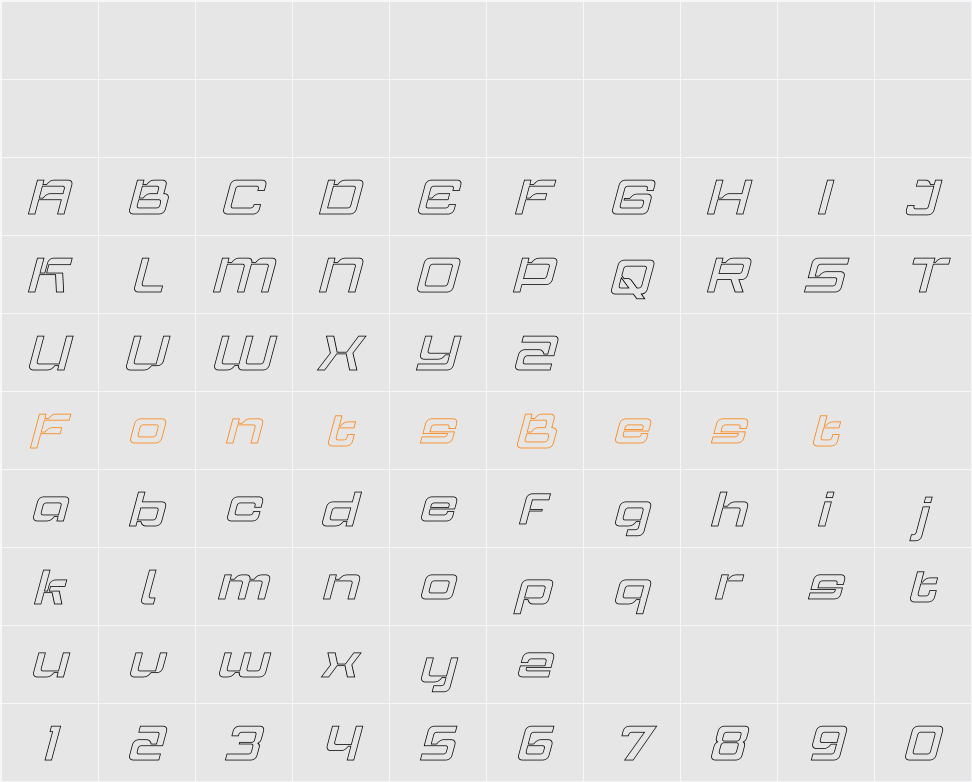 Rigsport Outline Character Map
