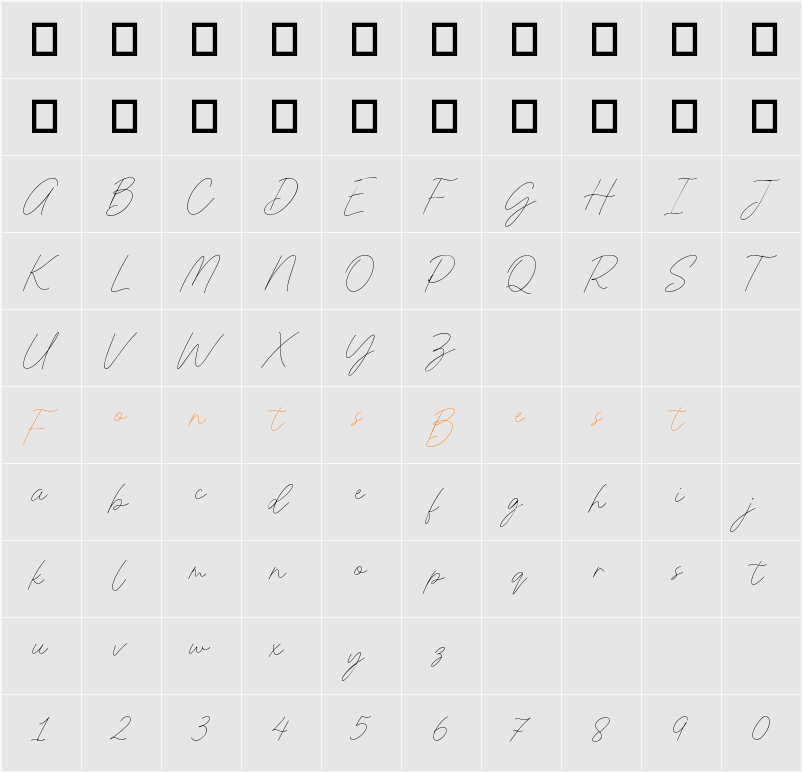 Jemaritta Signature Character Map