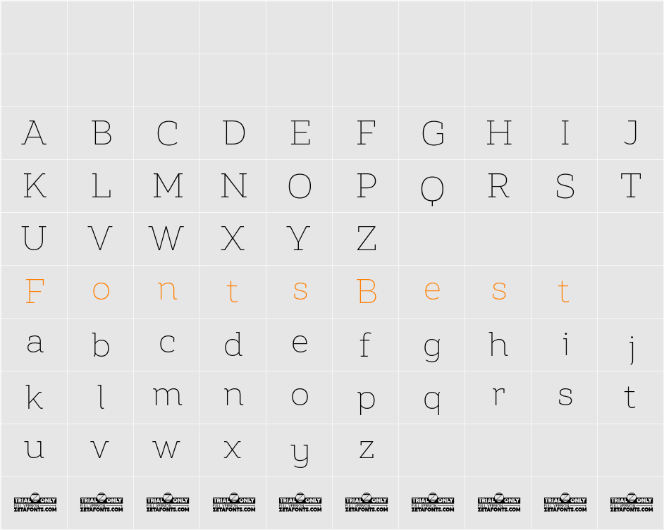 Amazing Slab Trial Extralight Character Map