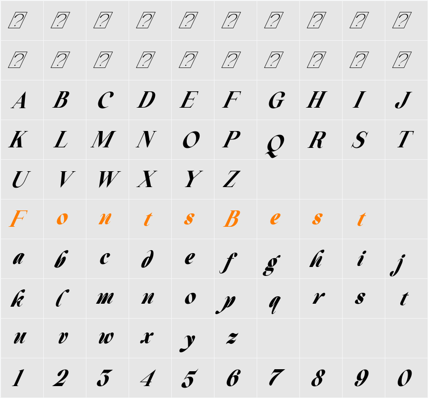 Beautiful Comethrue Heavy Ultra Condensed Character Map