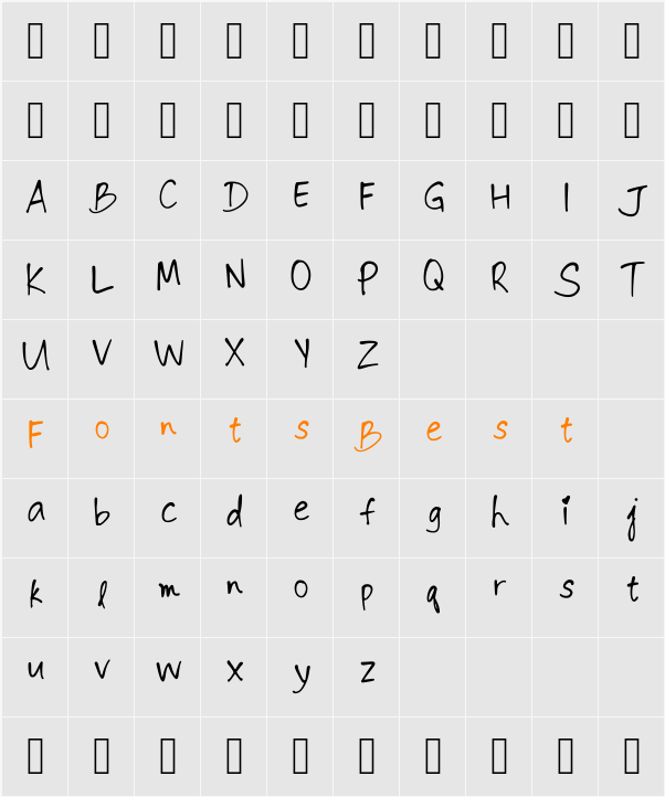 Akc Handwriting Font Character Map