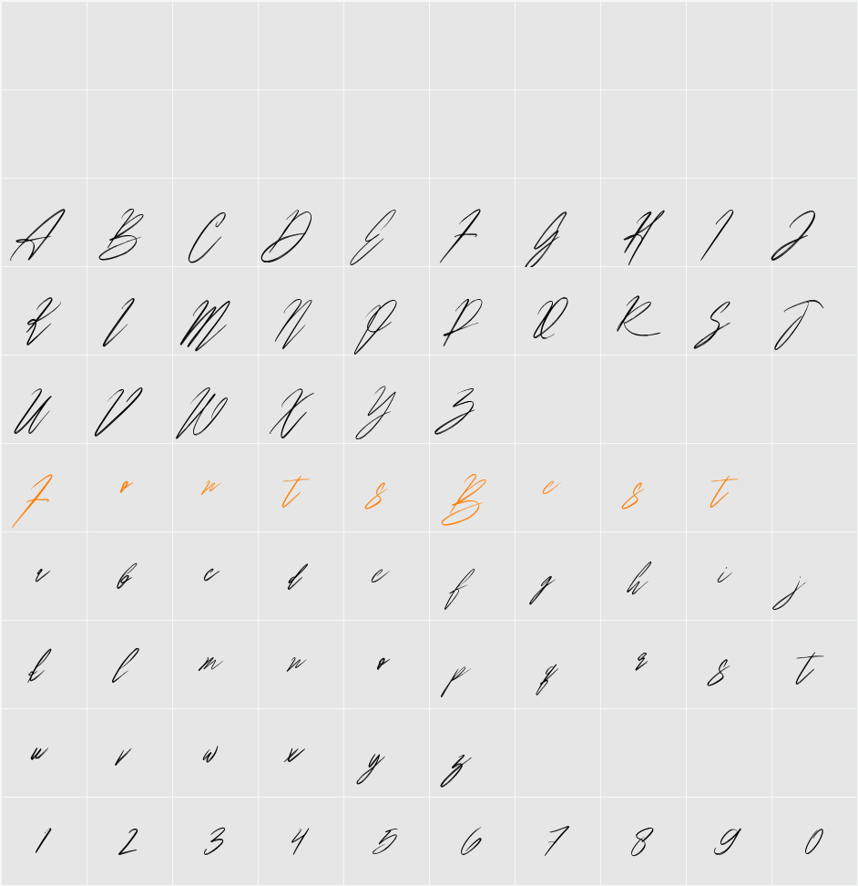 Americana Character Map