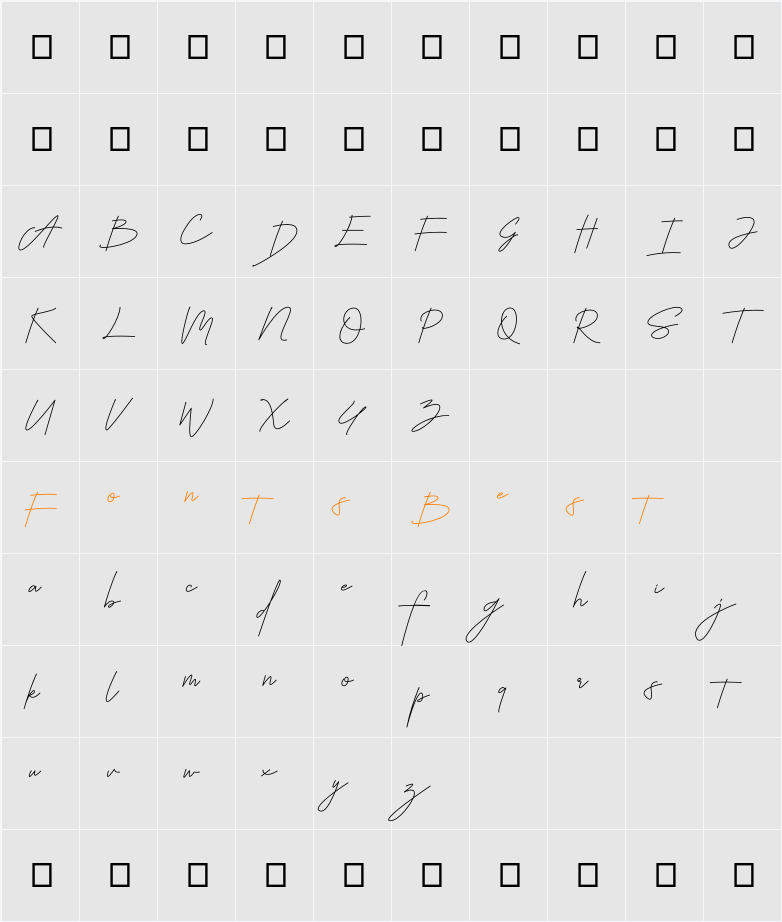 Ballifornia Signature Personal Use Only Character Map