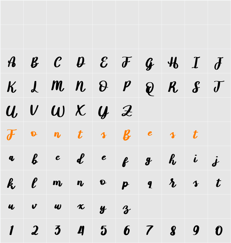 BlissfulCurl-Demo Character Map