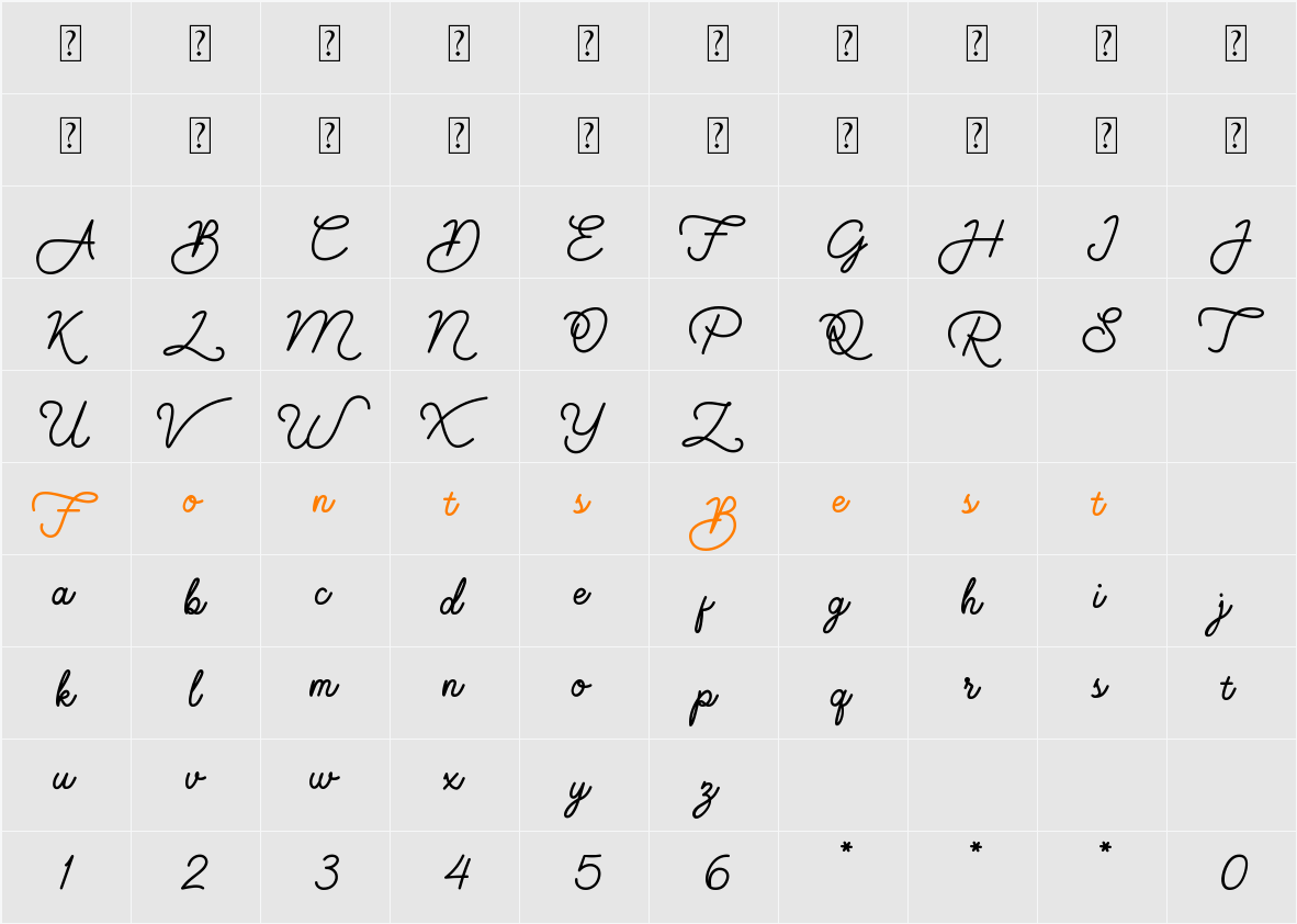 Hapsha Sophia Script Character Map