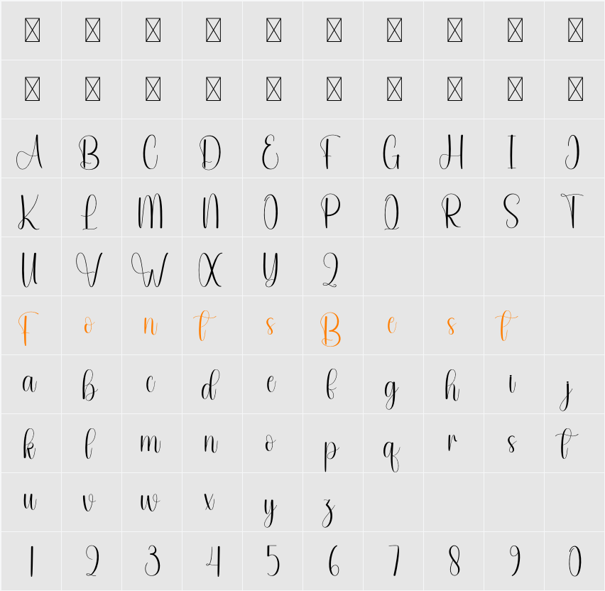 Almonde Character Map