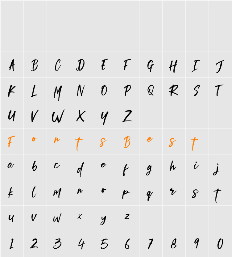 Doughty Brush Character Map