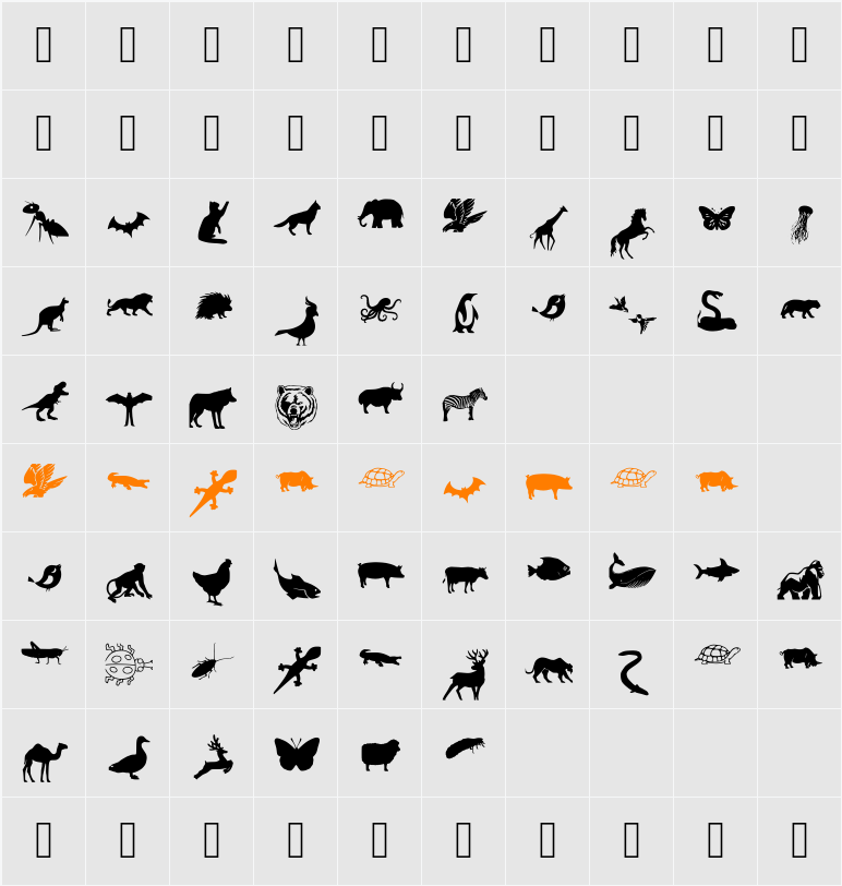 Animal Y Fobt Character Map