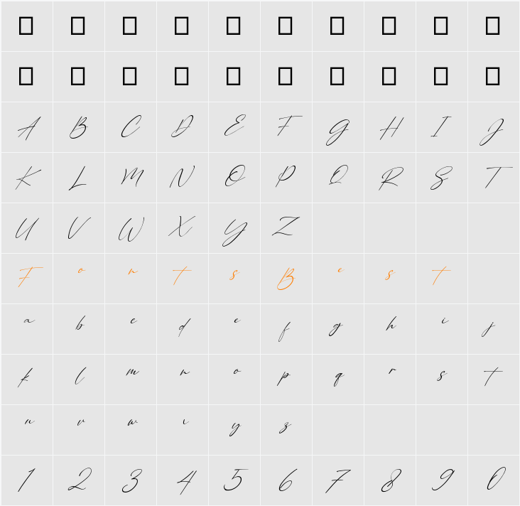 Alloystan Italic Character Map