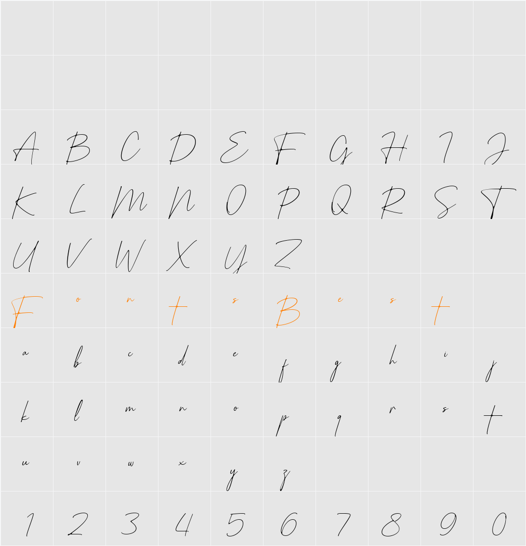 Gracelyn Handwriting Character Map
