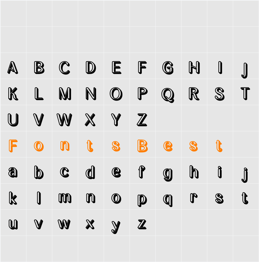 Ameda Rounded 3D Demo rudeRight Character Map