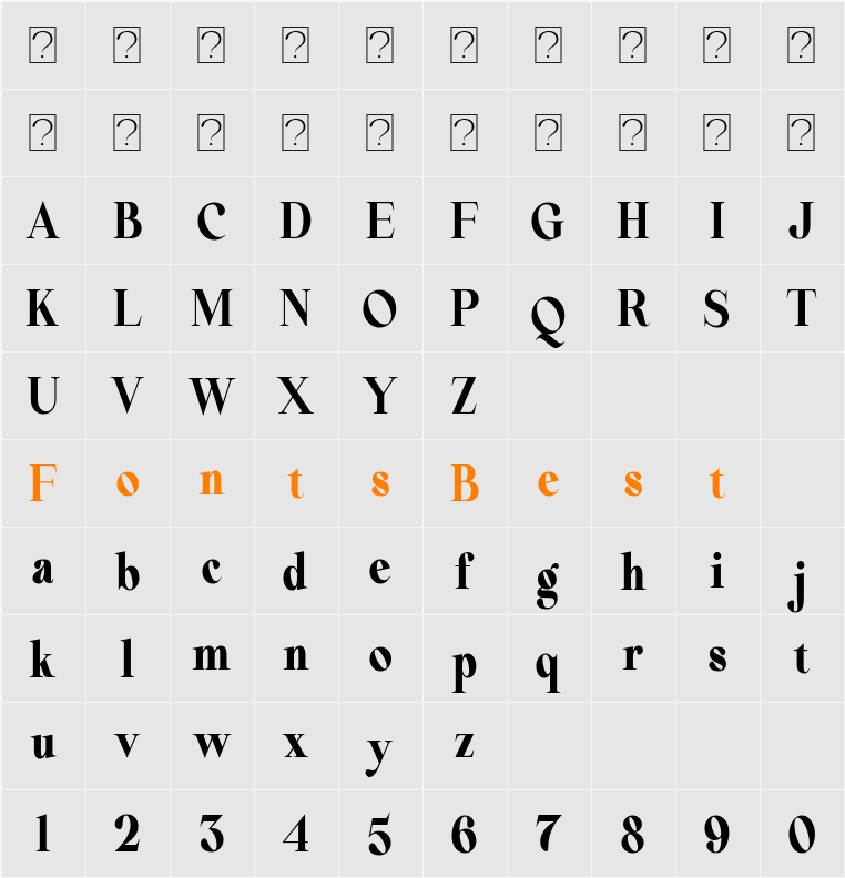 Beautiful Comethrue Heavy Ultra Condensed Character Map