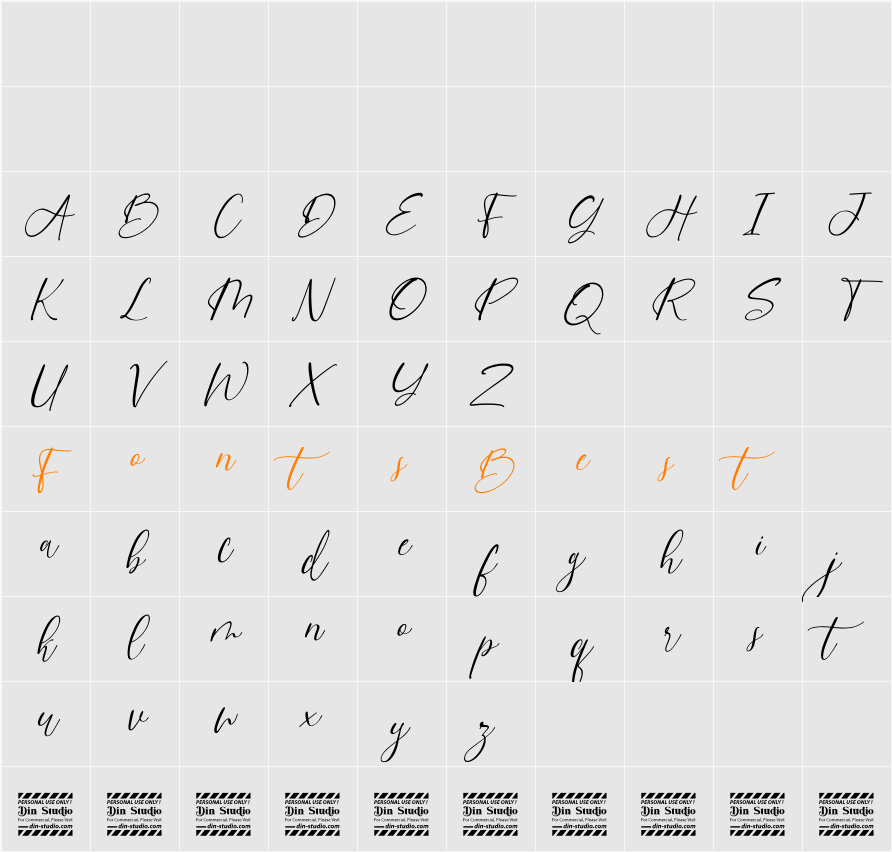 Honest Sky Personal Use Character Map