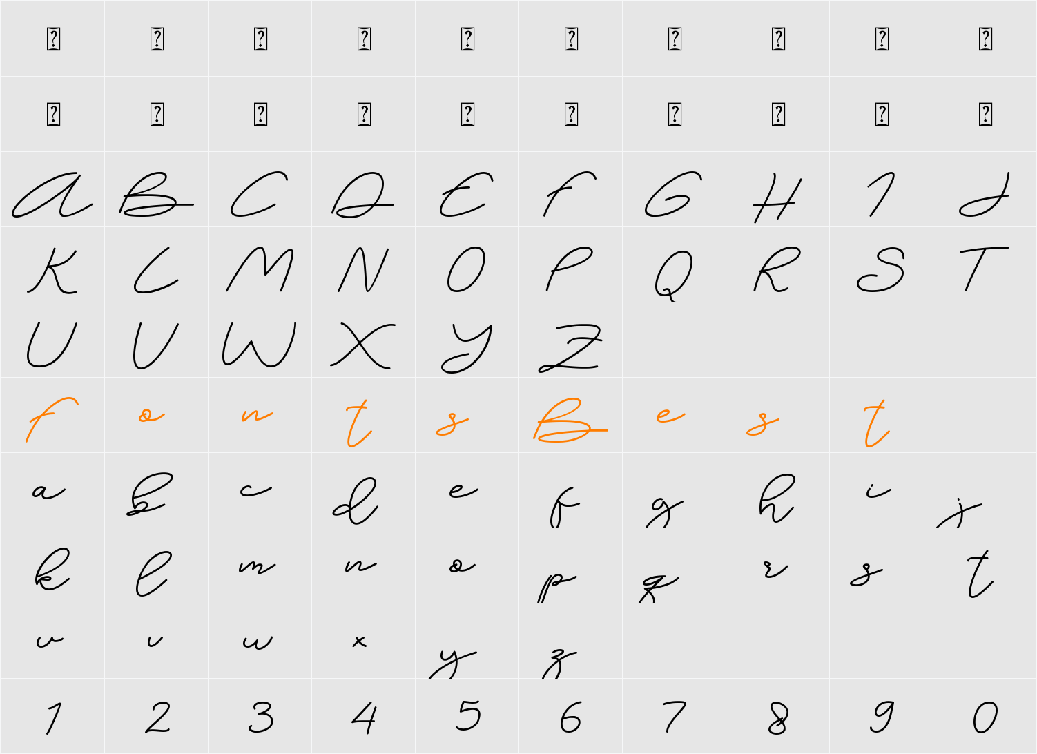 Angelista - Personal Use Character Map