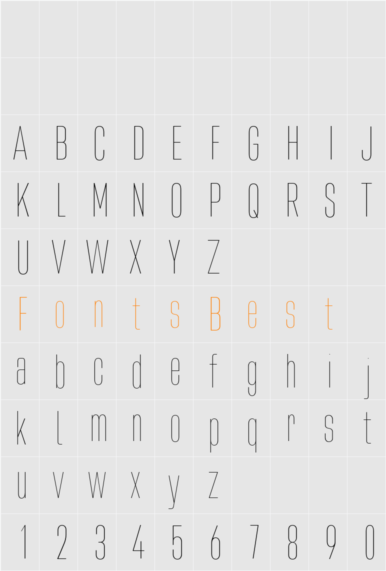 Bilgen Demo Thin Character Map