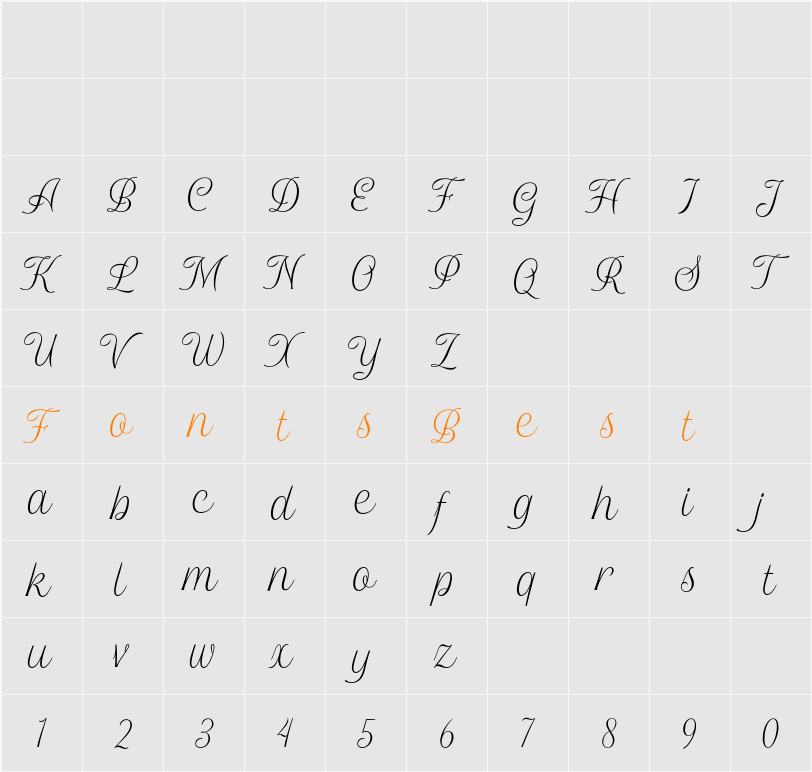 Roman Pride Script Demo Character Map