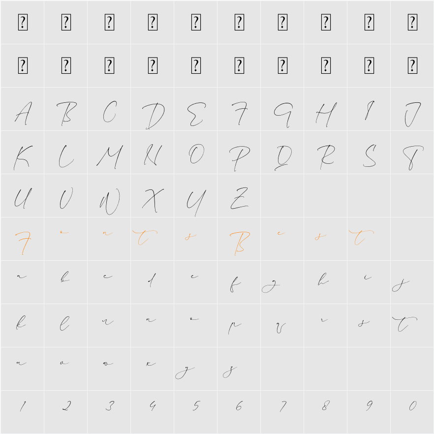 Restillofa Character Map