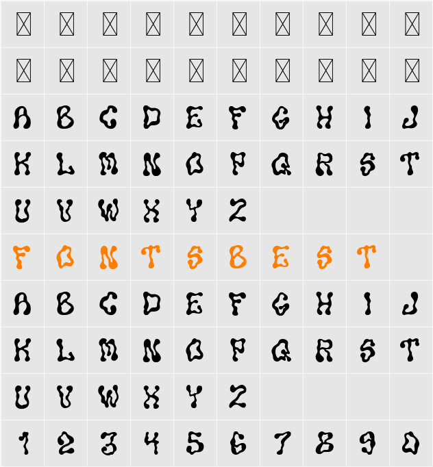 Curly Gloom demo Character Map